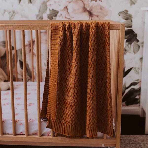 Bronze Diamond Knit Organic Cotton Baby Blanket