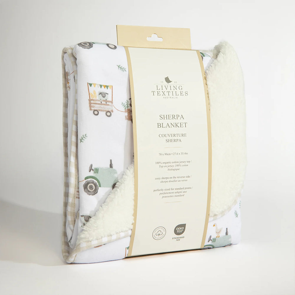Organic Jersey Sherpa Tractor Ride Blanket