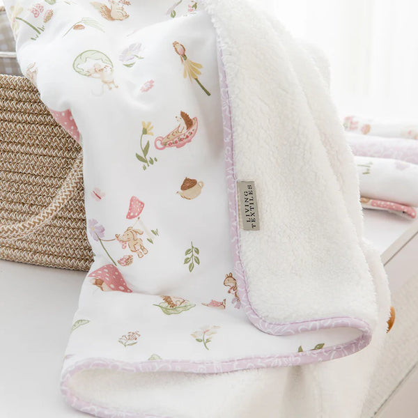 Jersey Sherpa Pram Blanket Whimsical Wonderland Living Textiles Baby Blanket
