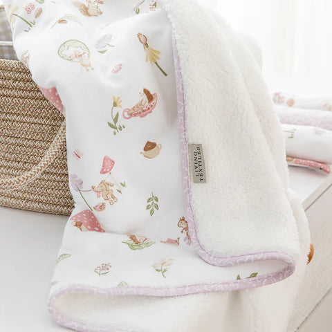 Jersey Sherpa Pram Blanket Whimsical Wonderland Living Textiles Baby Blanket