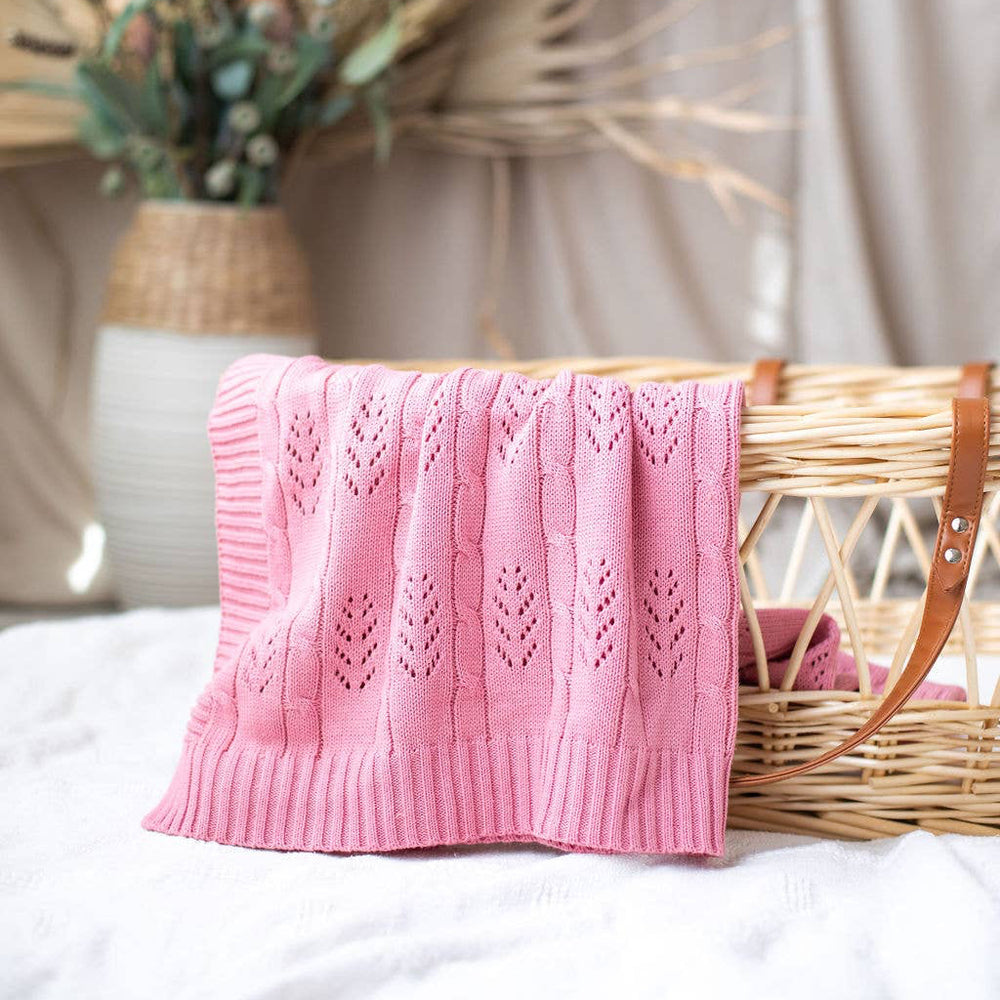 Fern Cotton Knitted Bassinet Baby Nursery Pram Blanket - Blush Pink
