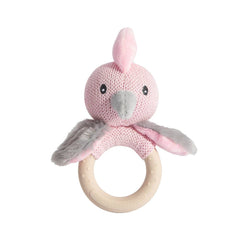 Baby Ring Rattle - Cotton Knit Galah Toy