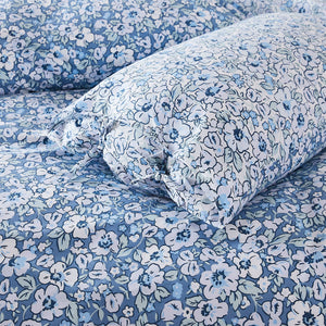 Laura Ashley Libby Blue Cotton Percale Quilt Cover Set