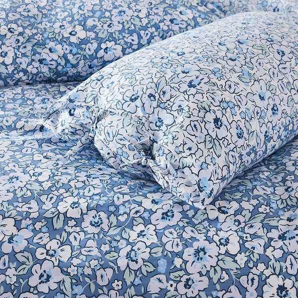 Laura Ashley Libby Blue Cotton Percale Quilt Cover Set