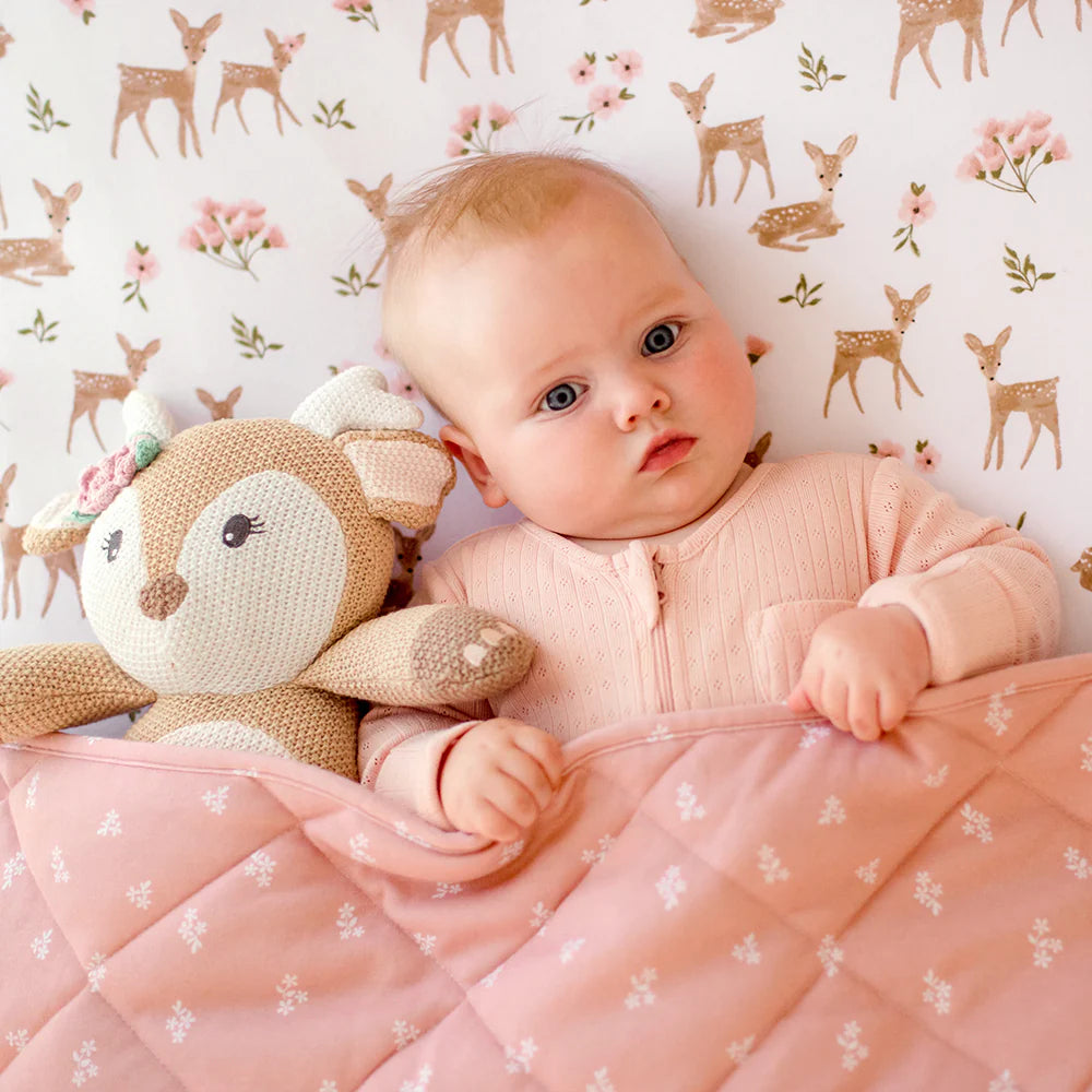 Sophia's Garden Living Textiles Quilted Organic Jersey Fawn Cot Comforter Nursery Quilt Blanket