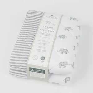 Watercolour Elephants Reversible Quilted Cot Comforter Living Textiles Baby Blanket Play Mat