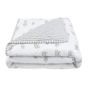 Watercolour Elephants Reversible Quilted Cot Comforter Living Textiles Baby Blanket Play Mat