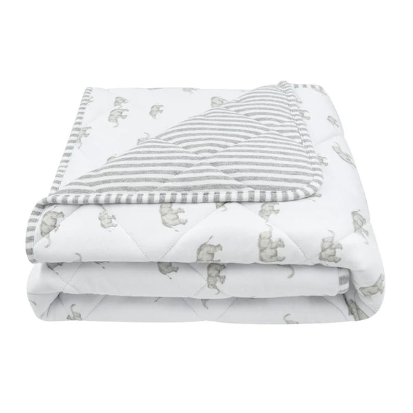 Watercolour Elephants Reversible Quilted Cot Comforter Living Textiles Baby Blanket Play Mat