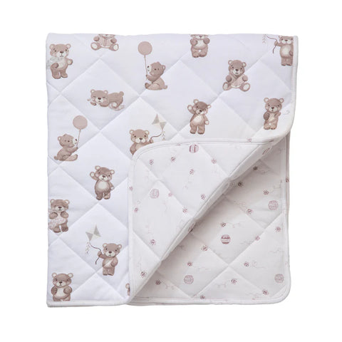 Cuddly Bear Reversible Jersey Quilted Cot Comforter Living Textiles Baby Blanket Play Mat