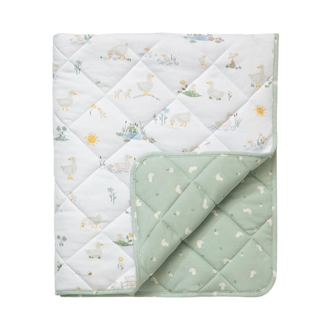 Goosey Goosey Reversible Quilted Organic Jersey Cot Comforter Nursery Quilt Blanket