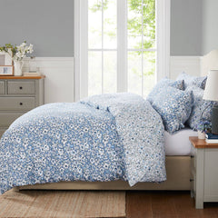 Laura Ashley Libby Blue Cotton Percale Quilt Cover Set