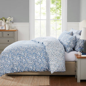 Laura Ashley Libby Blue Cotton Percale Quilt Cover Set