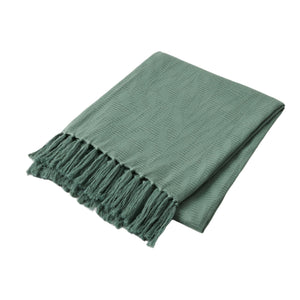 Calla Leaf Jacquard Weave Throw Rug- Lily Pad Green