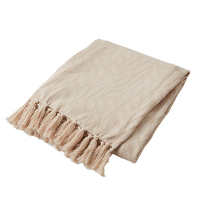 Calla Leaf Jacquard Weave Throw Rug - Blush