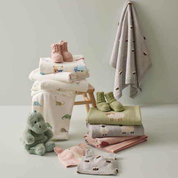 Jiggle & Giggle Barnyard Buddies Knitted Baby Blanket - Green