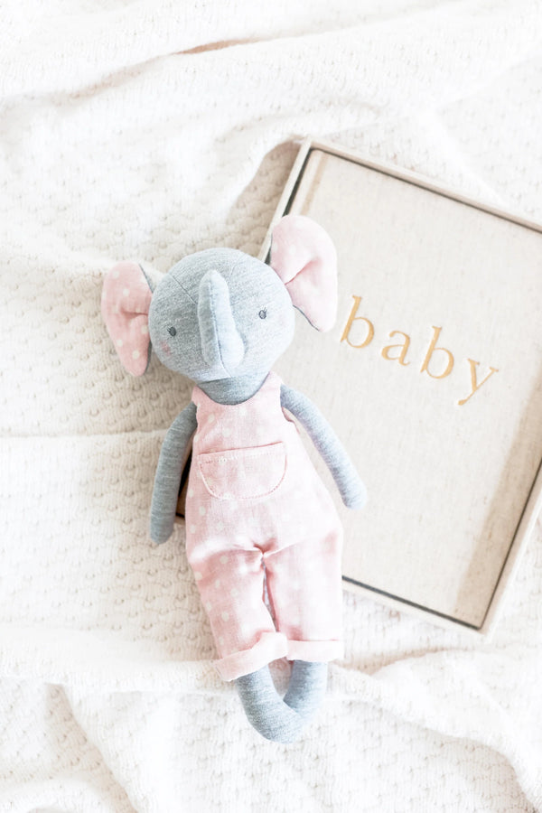 Edith Elephant Children's Toy Elephant - Pink White Spot