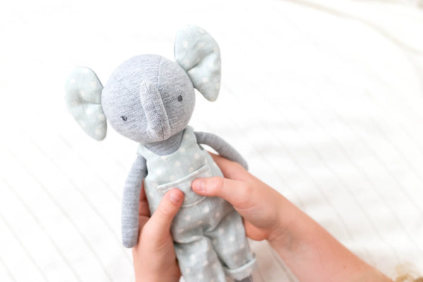 Eliot Elephant Children's Toy Elephant - Duck Egg Blue White Spot