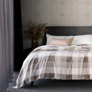 Charlie Nougat Ultraplush Check Pattern Blanket - King
