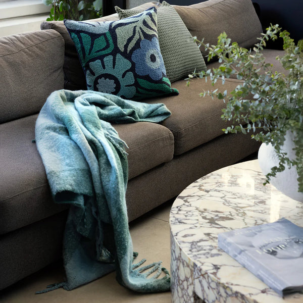 Cosmo Bambury Aqua Check Throw Rug