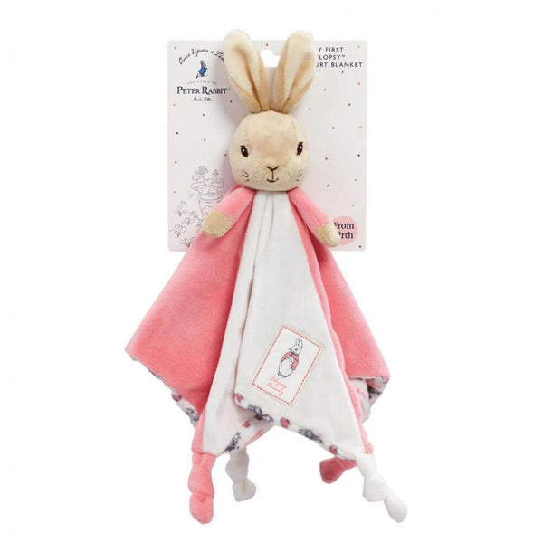 My First Beatrix Potter Flopsy Rabbit Pink & White Baby Soother Comfort Blanket