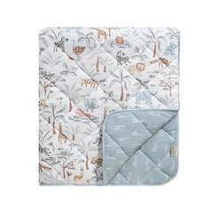 Wild Safari Reversible Quilted Organic Jersey Cot Comforter Nursery Quilt Blanket