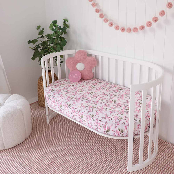 Cherry Blossom Organic Cotton Snuggle Hunny Fitted Cot Sheet