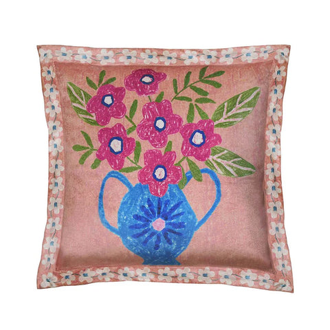 Coco Cushion Pink Velvet Floral Square