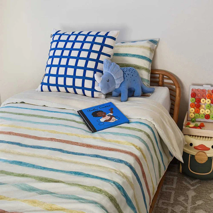 Freddy 100 % Cotton Multi Stripe Quilt Cover Set