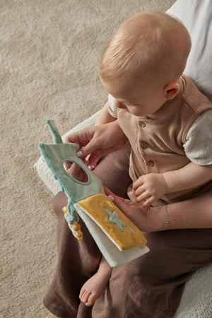 Hugglies Teddy Bear Newborn Baby Activity Fabric Book - Blue Sage Green