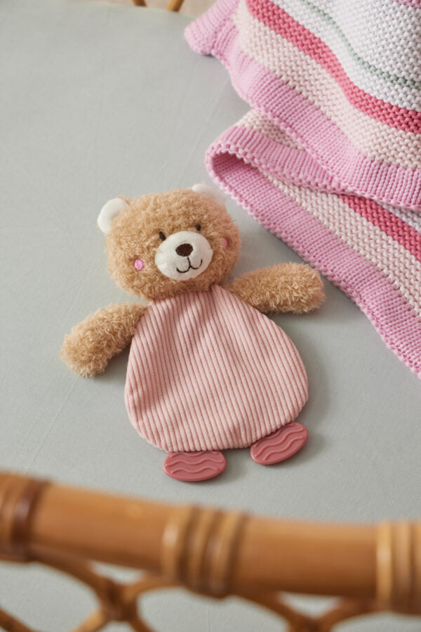 Jiggle & Giggle Hugglies Teddy Bear Newborn Baby Crinkle Toy - Pink