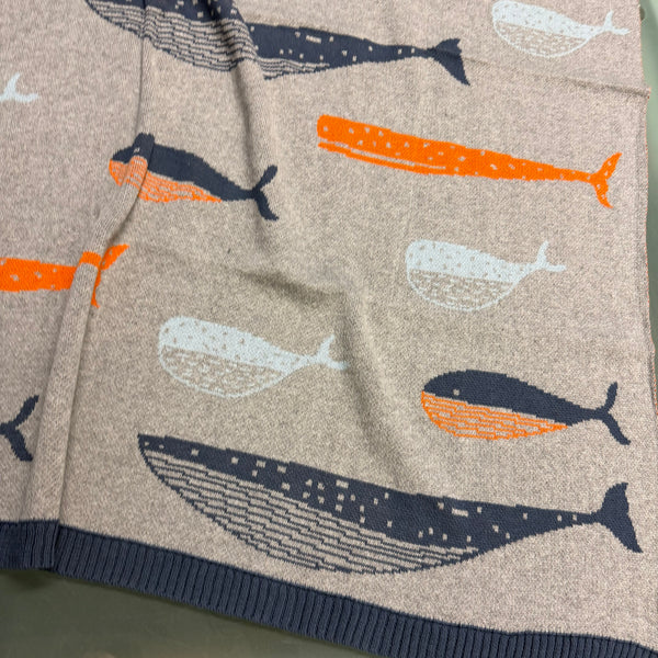 William Whale Cotton Knit Baby Blanket