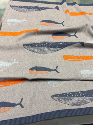 William Whale Cotton Knit Baby Blanket