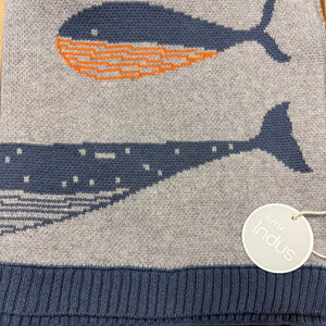 William Whale Cotton Knit Baby Blanket