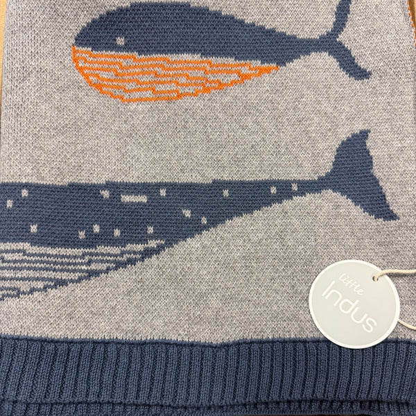 William Whale Cotton Knit Baby Blanket