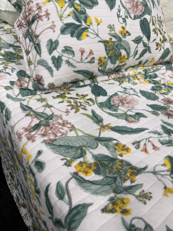 Bellamy Classic Quilts Cotton Quilted Floral Coverlet Bedcover Set PRE-ORDER