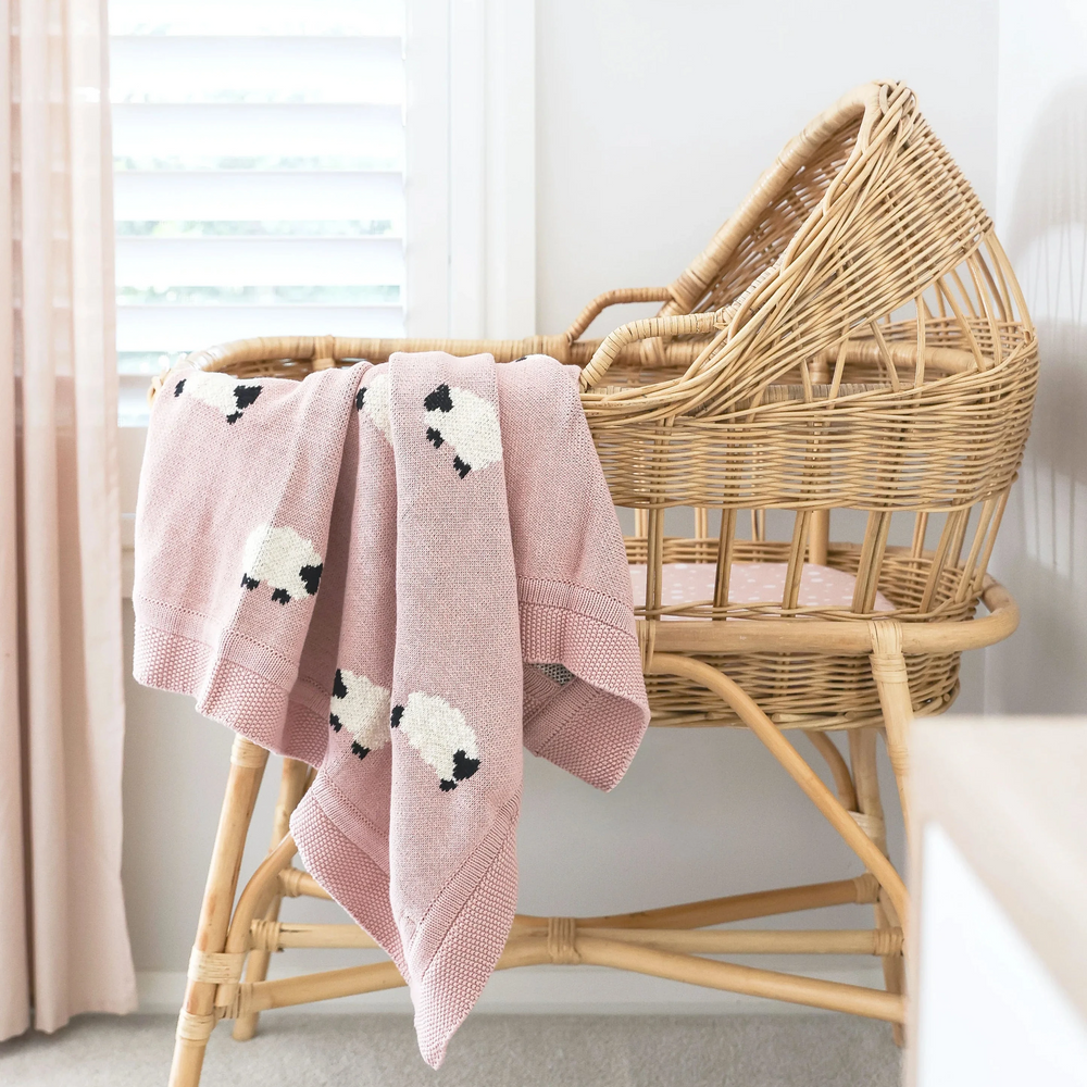 Baa Baa Pink Lamb Organic Cotton Baby Blanket