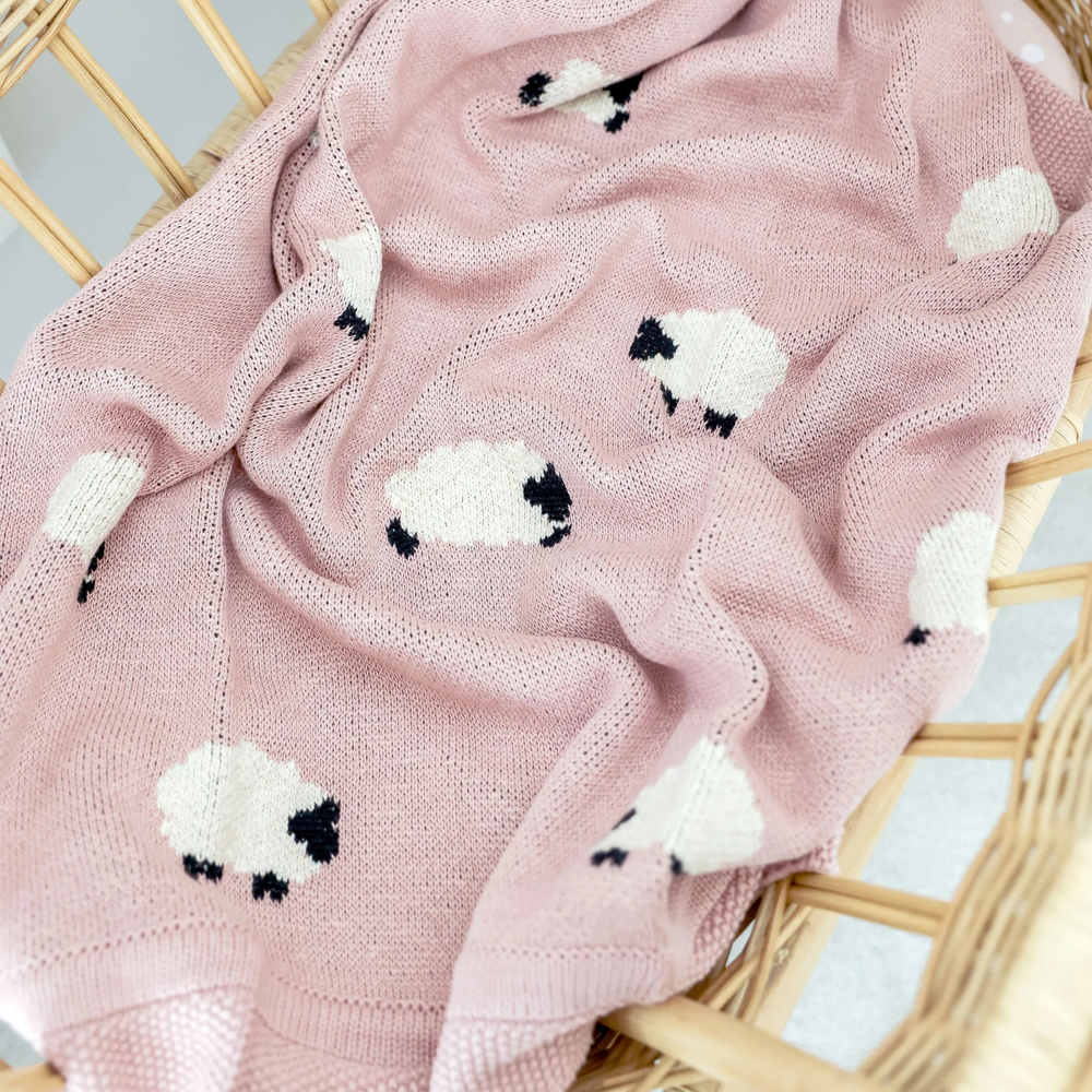 Baa Baa Pink Lamb Organic Cotton Baby Blanket