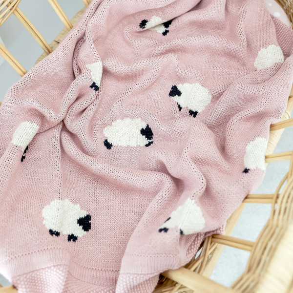 Baa Baa Pink Lamb Organic Cotton Baby Blanket
