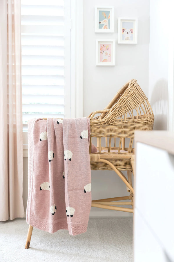 Baa Baa Pink Lamb Organic Cotton Baby Blanket