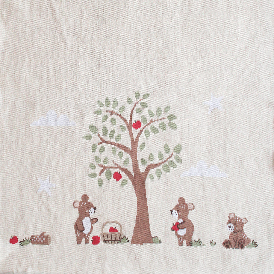 Teddy Bears Picnic Alimrose Baby Cotton Natural Blanket