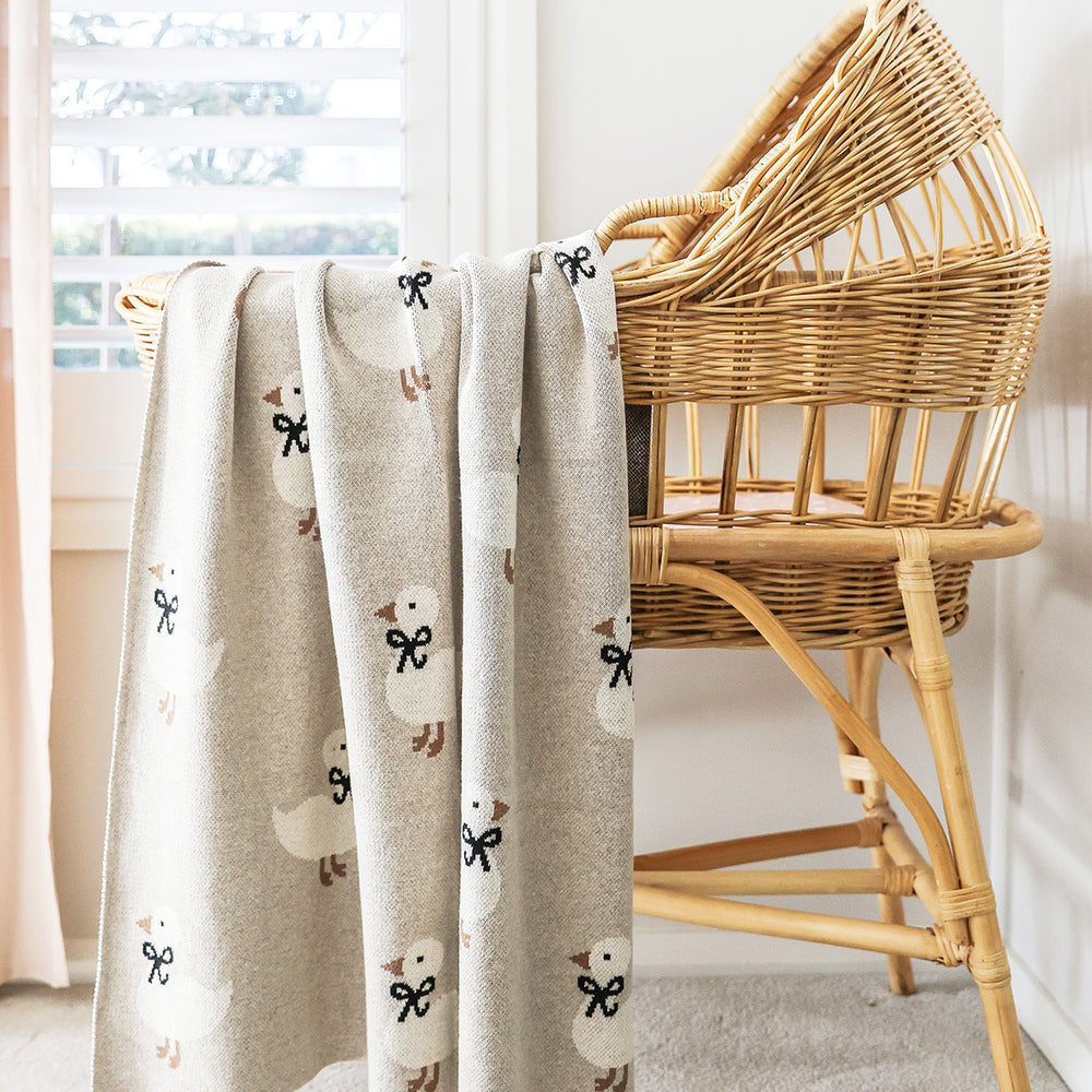 Duck Baby Blanket Alimrose Cotton Knit - Natural