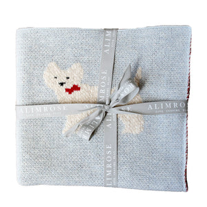 Westie Puppy Powder Blue Cotton Knit Alimrose Baby Blanket