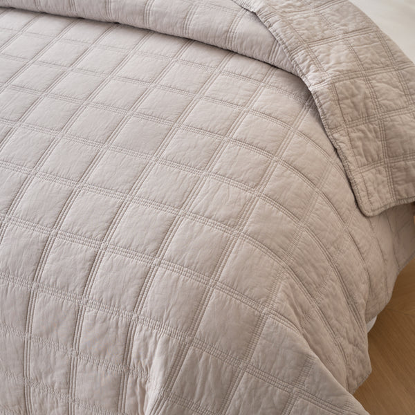 Light Sand Cotton Quilted Coverlet Bedcover Set Available in 4 Sizes