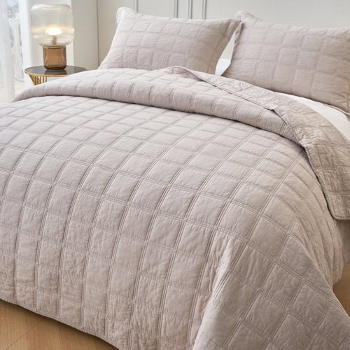Light Sand Cotton Quilted Coverlet Bedcover Set Available in 4 Sizes