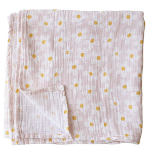 Muslin Swaddle Large Daisies Baby Girl Wrap
