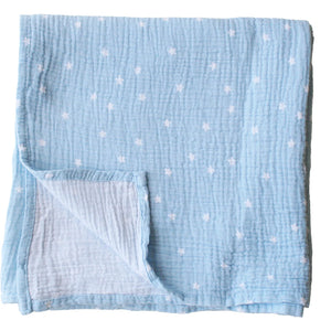 Muslin Swaddle Starry Night - Baby Blue Newborn Wrap