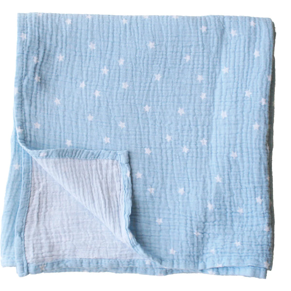 Muslin Swaddle Starry Night - Baby Blue Newborn Wrap