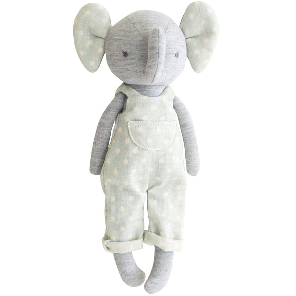 Eliot Elephant Children's Toy Elephant - Duck Egg Blue White Spot