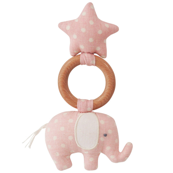 Elephant Star Teether - Pink White Spot