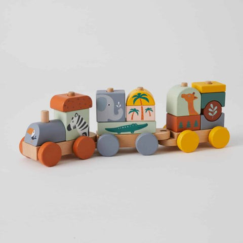 Children's Wooden Animal Train Set